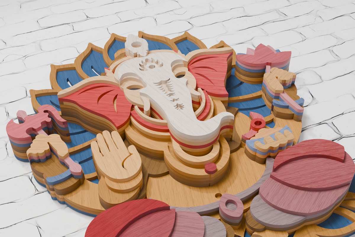 Ganesha Mandala Multilayer Wood Cutting File

