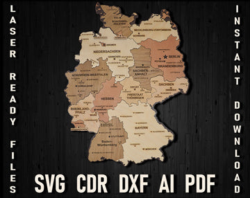 Svg Germany Laser Cutting Wooden Puzzle Map