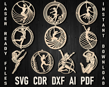 Cheerleader & Gymnast Laser Cut SVG Files - Christmas Ornament Bundle for Glowforge, Xtool (SVG/DXF Instant Download)