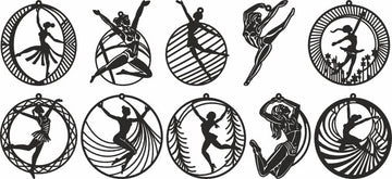 Cheerleader & Gymnast Laser Cut SVG Files - Christmas Ornament Bundle for Glowforge, Xtool (SVG/DXF Instant Download)