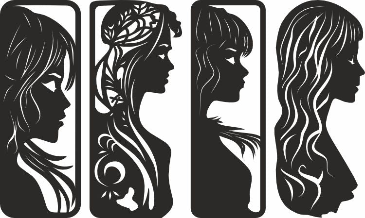 Girls vector template bookmark