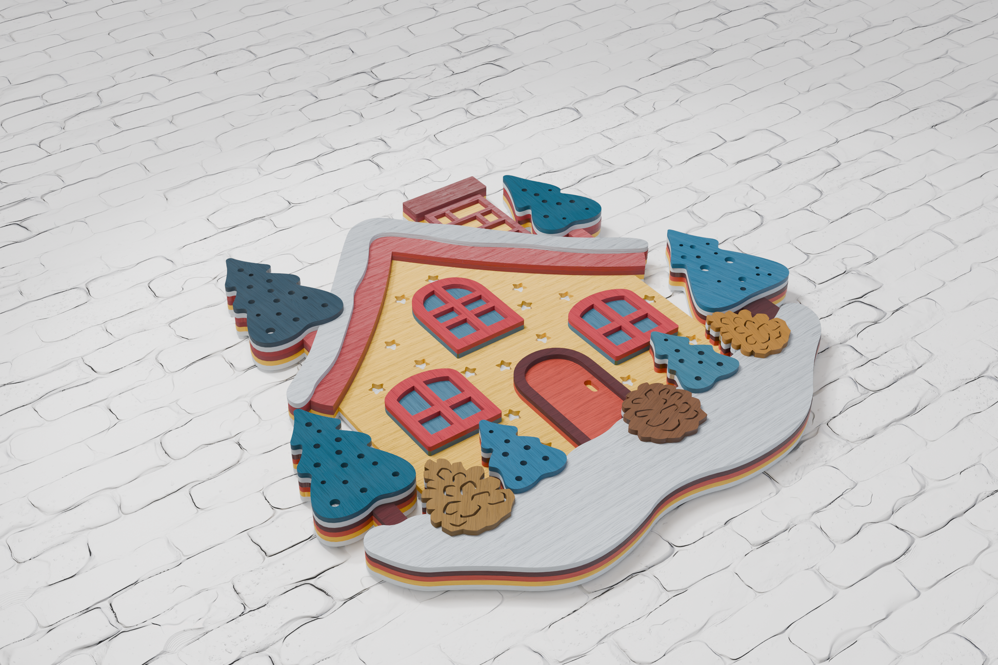 Glowforge-Ready-Multilayer-Christmas-House-Design