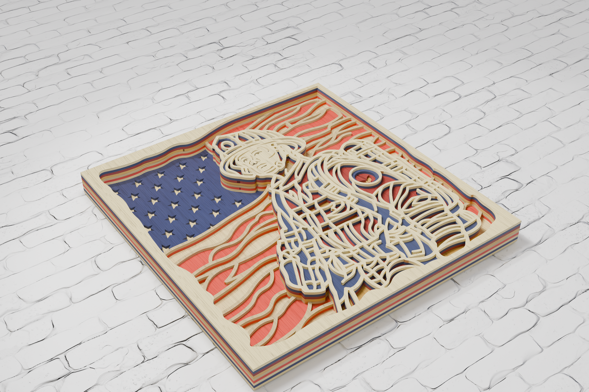 Glowforge-Ready-Multilayer-Firefighter-Flag-Design
