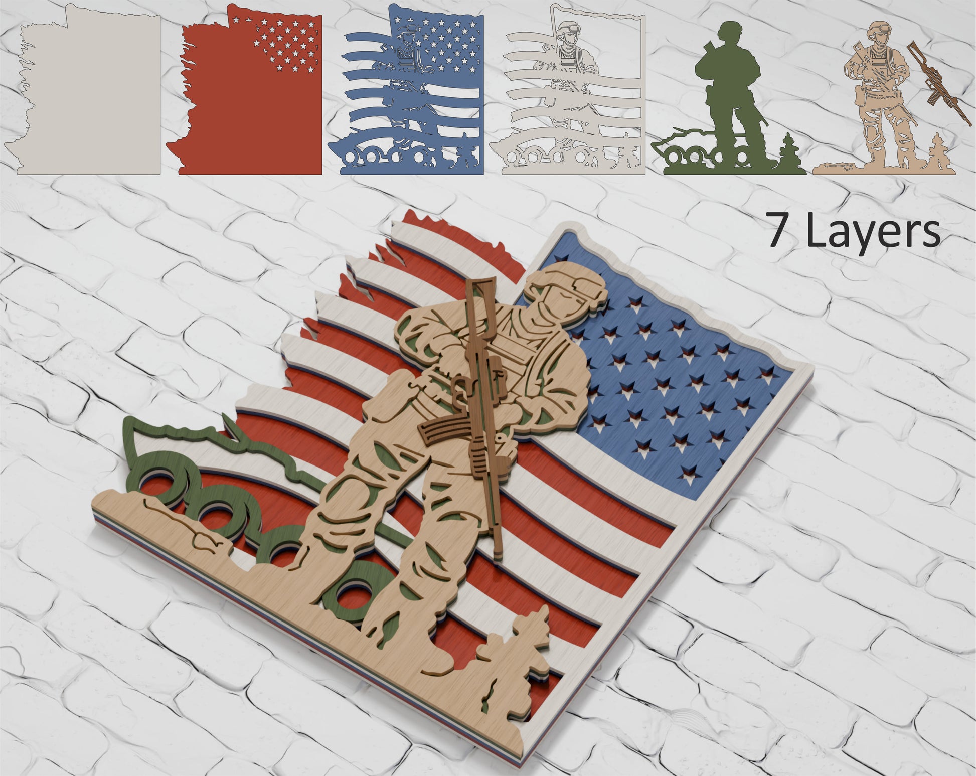 Glowforge American soldier shadow box file

