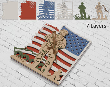 Glowforge American soldier shadow box file

