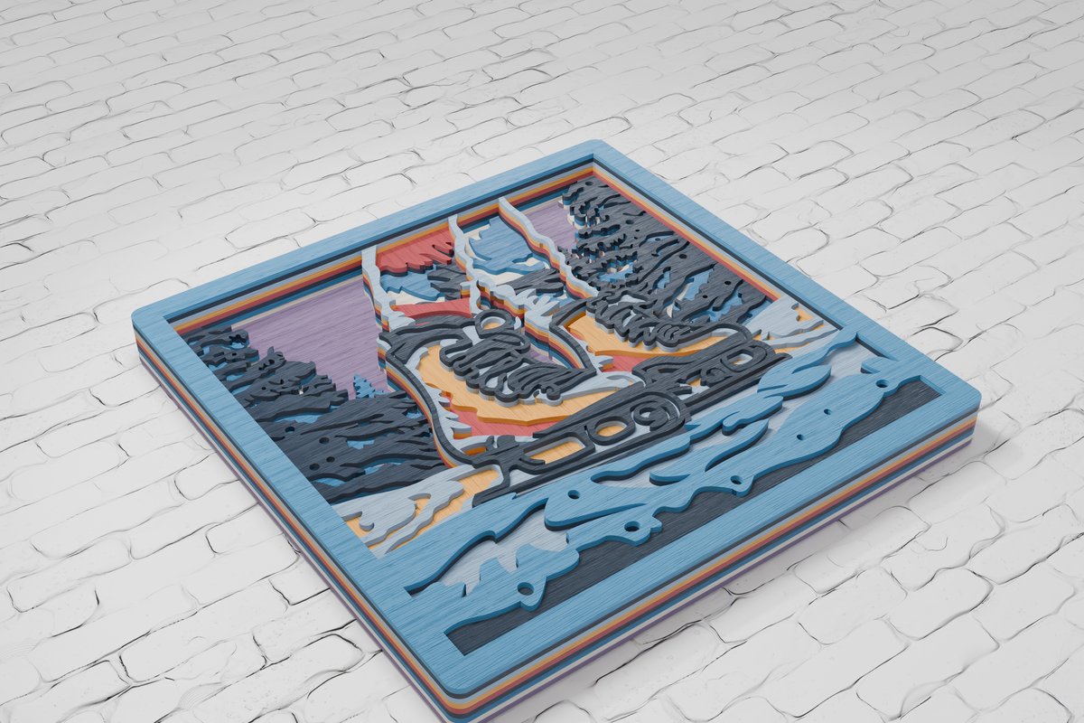Glowforge Christmas Ice Skating Laser Cut File

