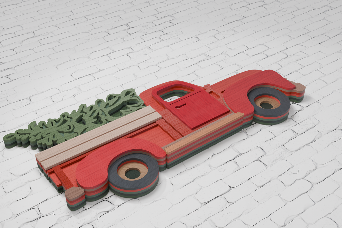 Glowforge Christmas Truck Laser Cut File

