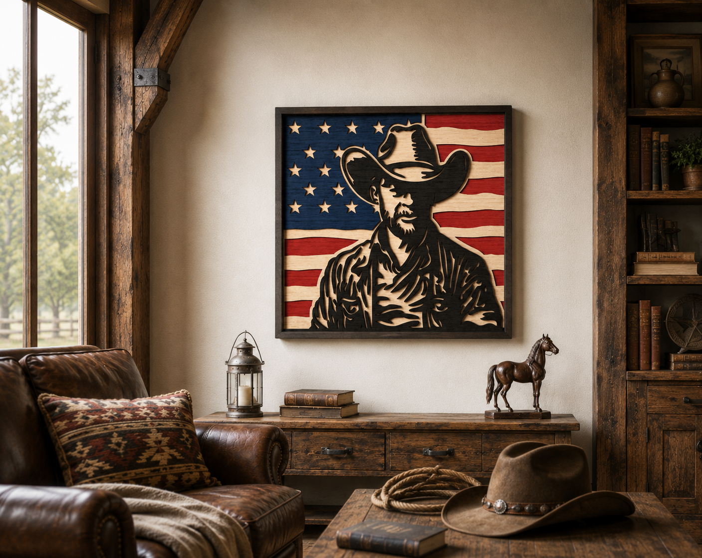 Glowforge Cowboy Shadow Box Design
