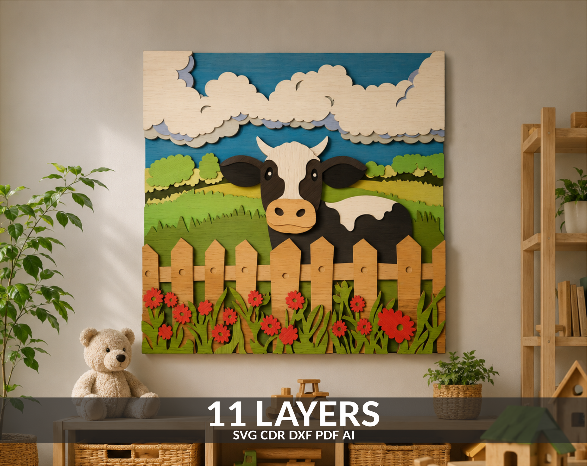 Glowforge Farm Cow Design
