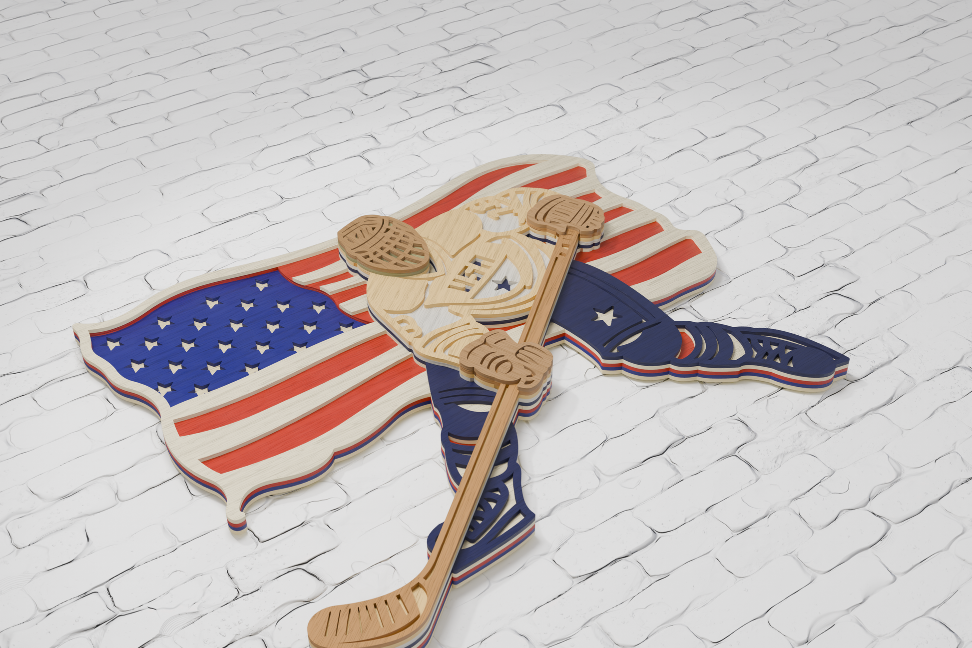 Glowforge Hockey Player American Flag Laser Cut File


