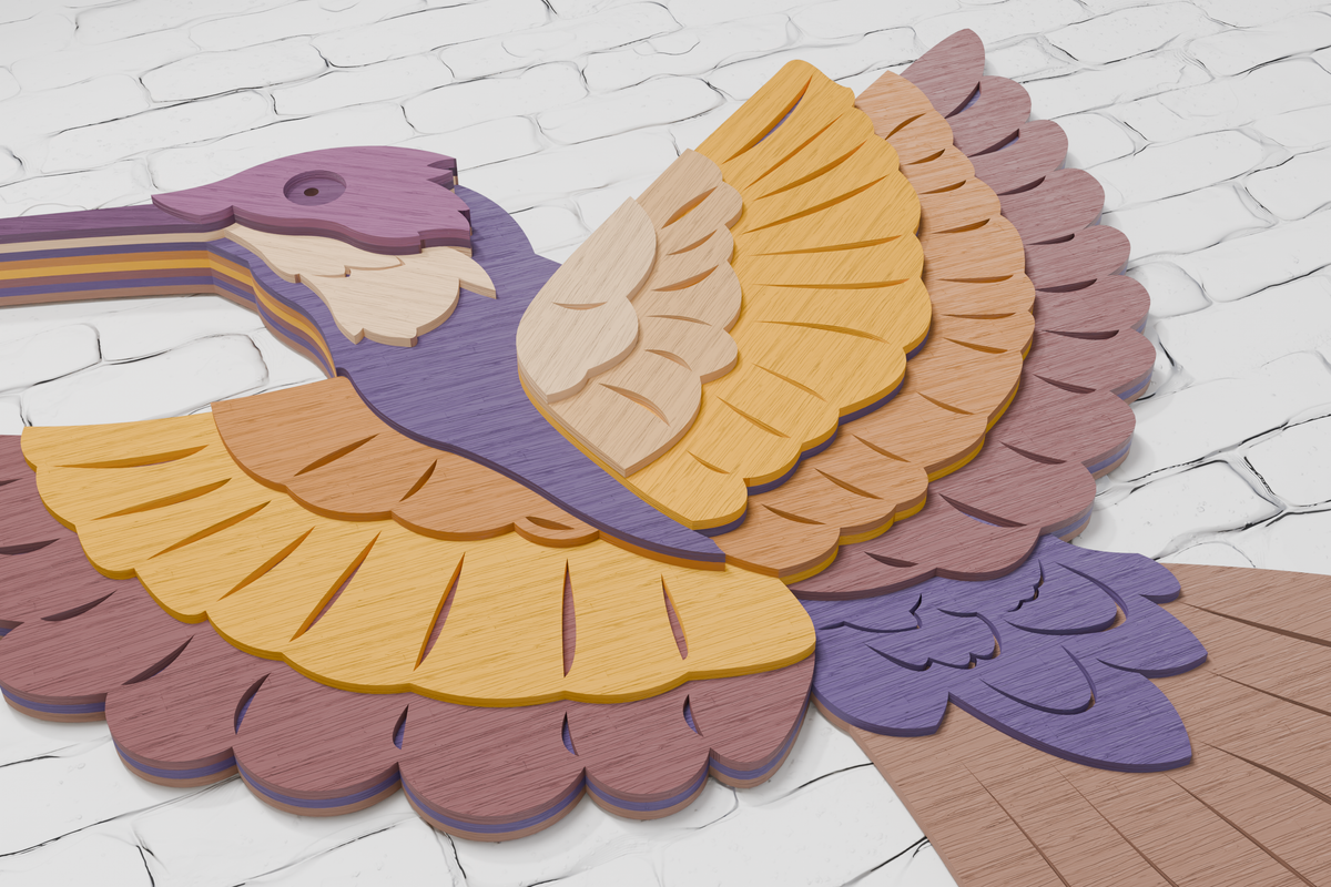 Glowforge Hummingbird Shadow Box layered laser cut SVG