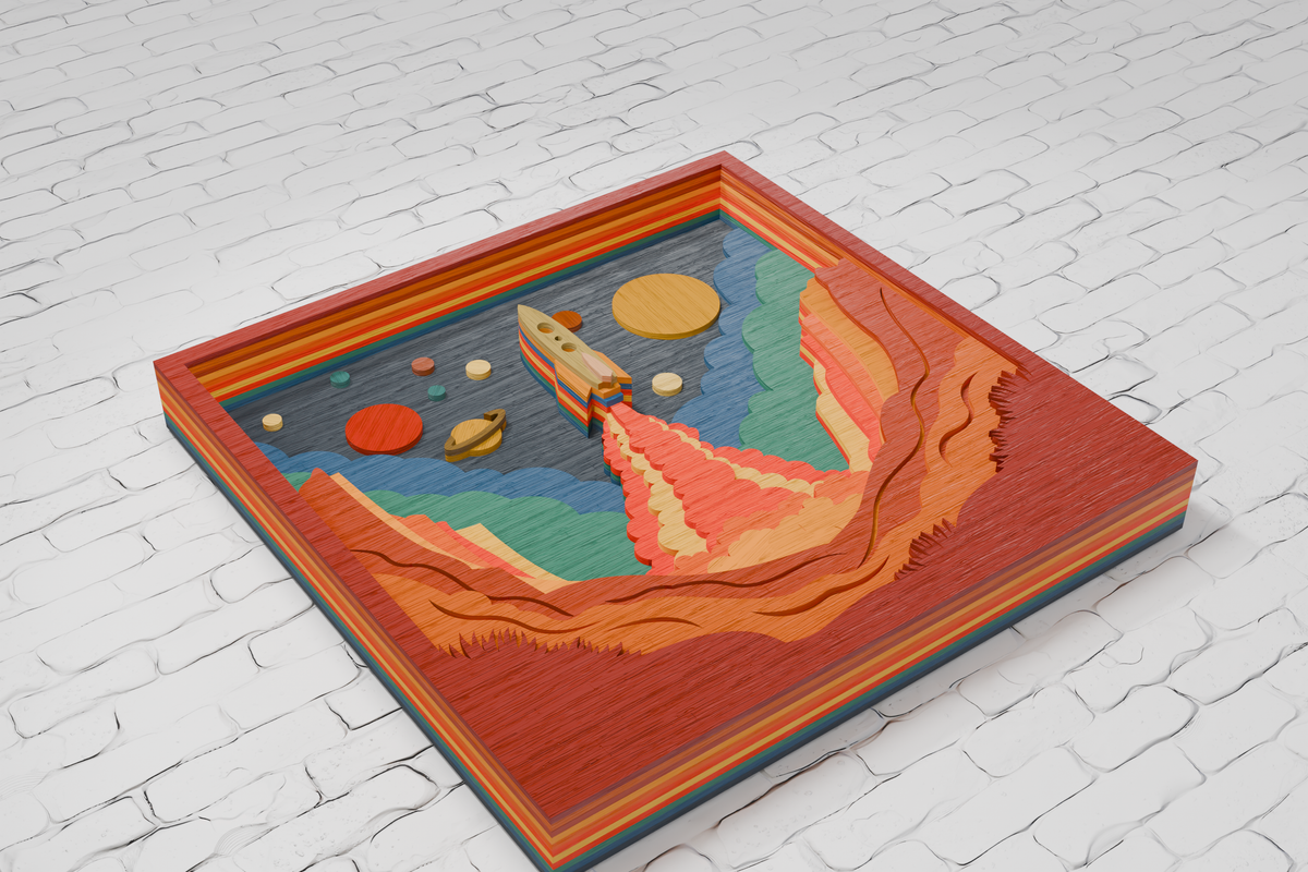 Glowforge Space Rocket Laser Cut File

