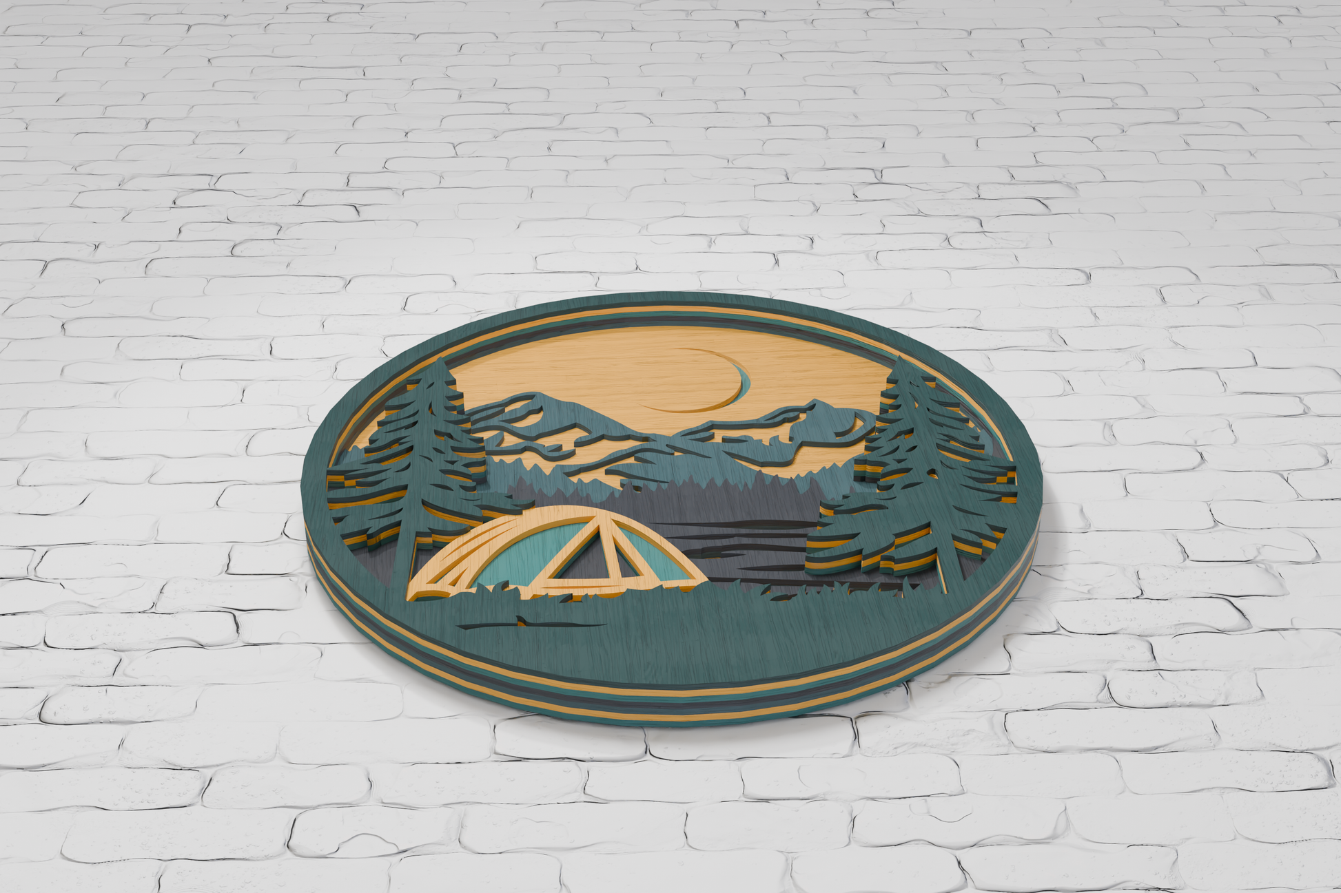 Glowforge camping night sky wood cut

