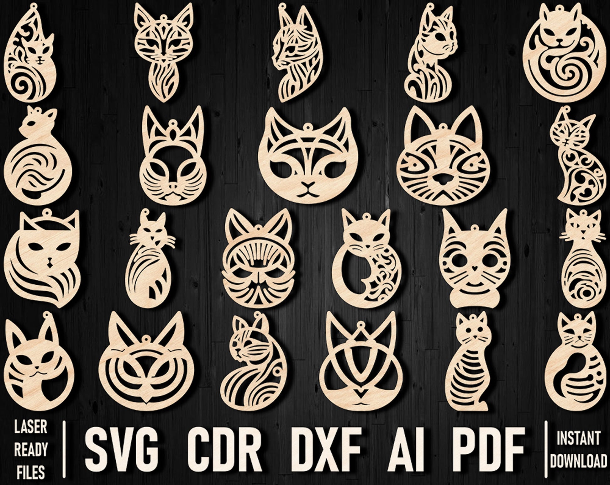 Glowforge cats vector dxf