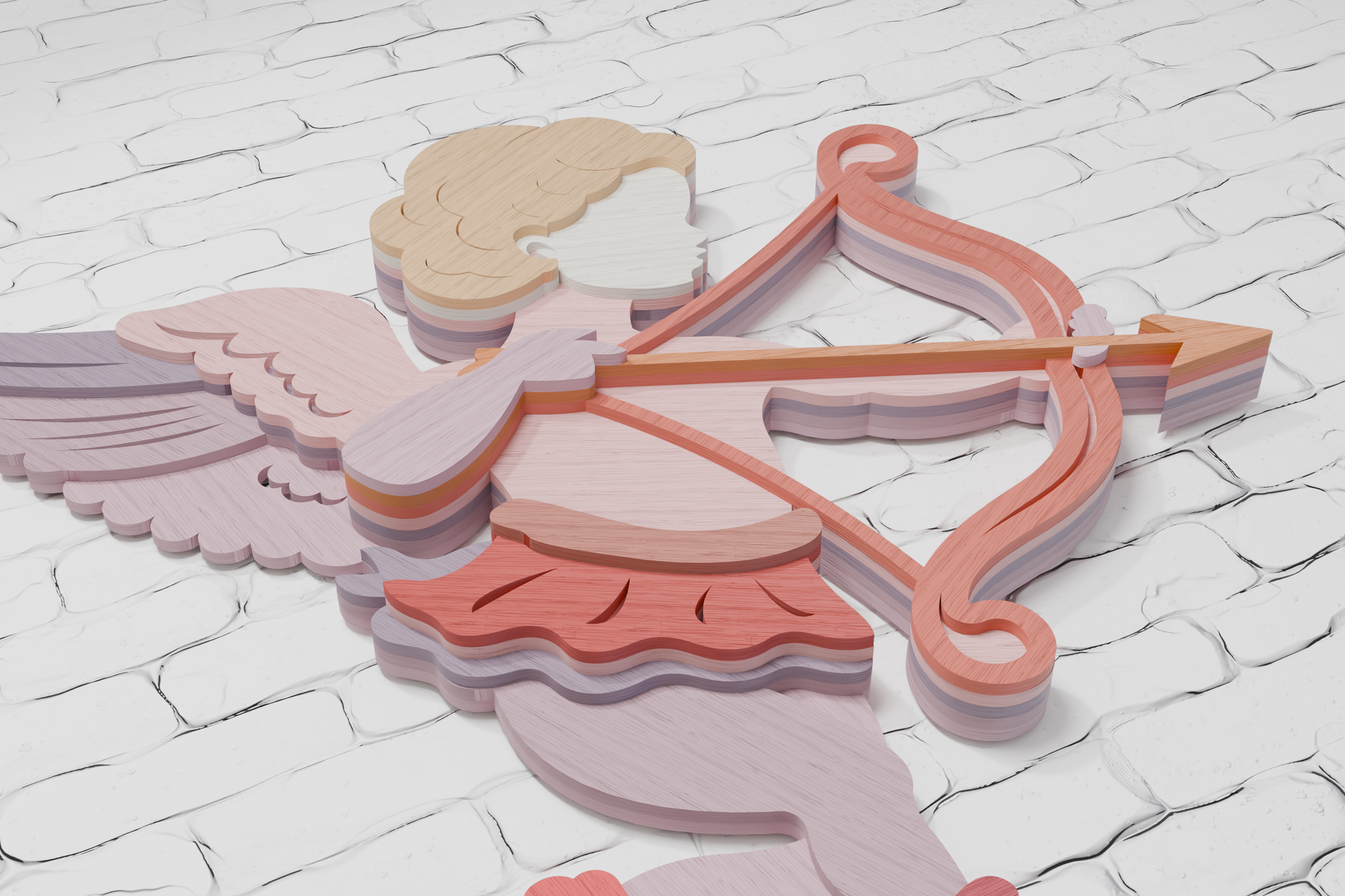 Glowforge layered Valentine Cupid SVG instant download

