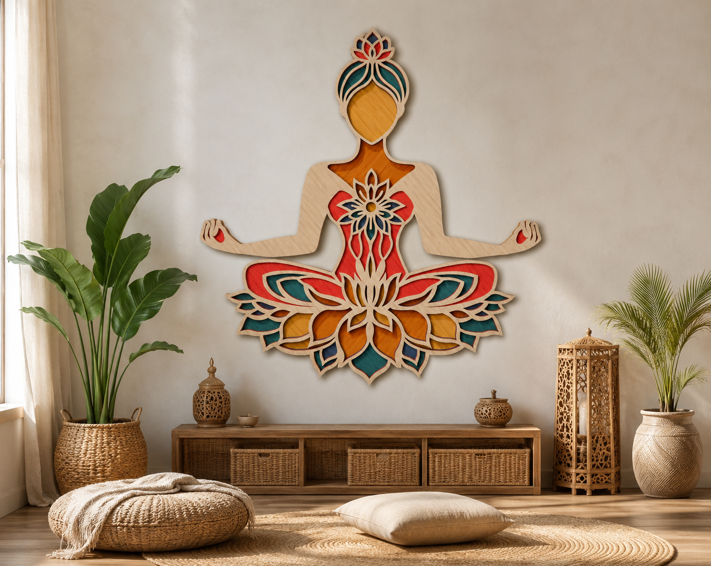 Glowforge ready lotus yoga mandala laser cut

