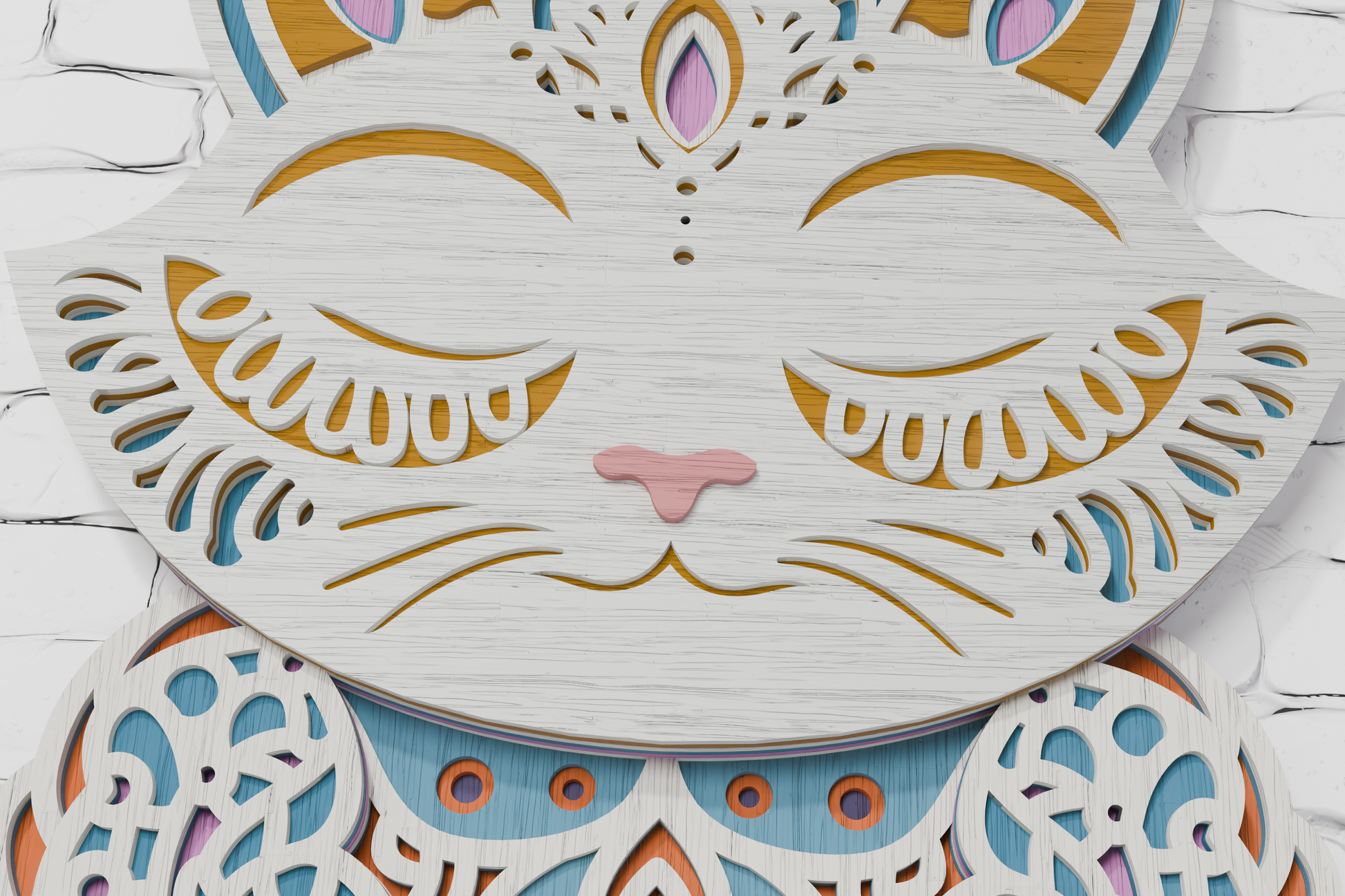 Glowforge ready mandala with cat doing yoga

