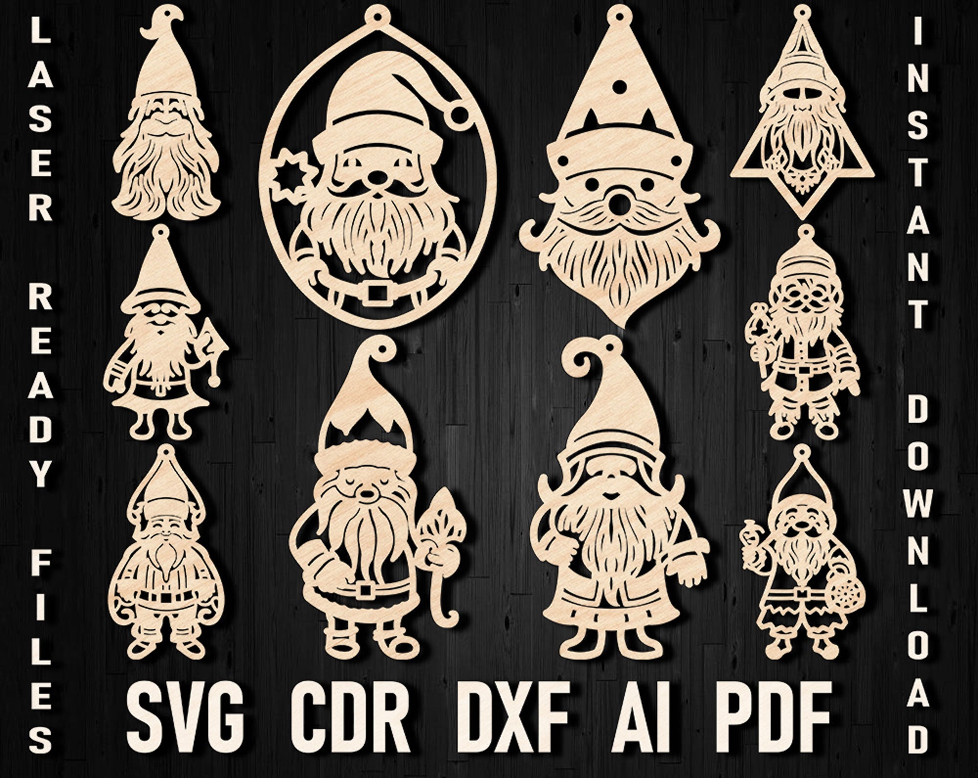 Gnome christmas dxf laser template