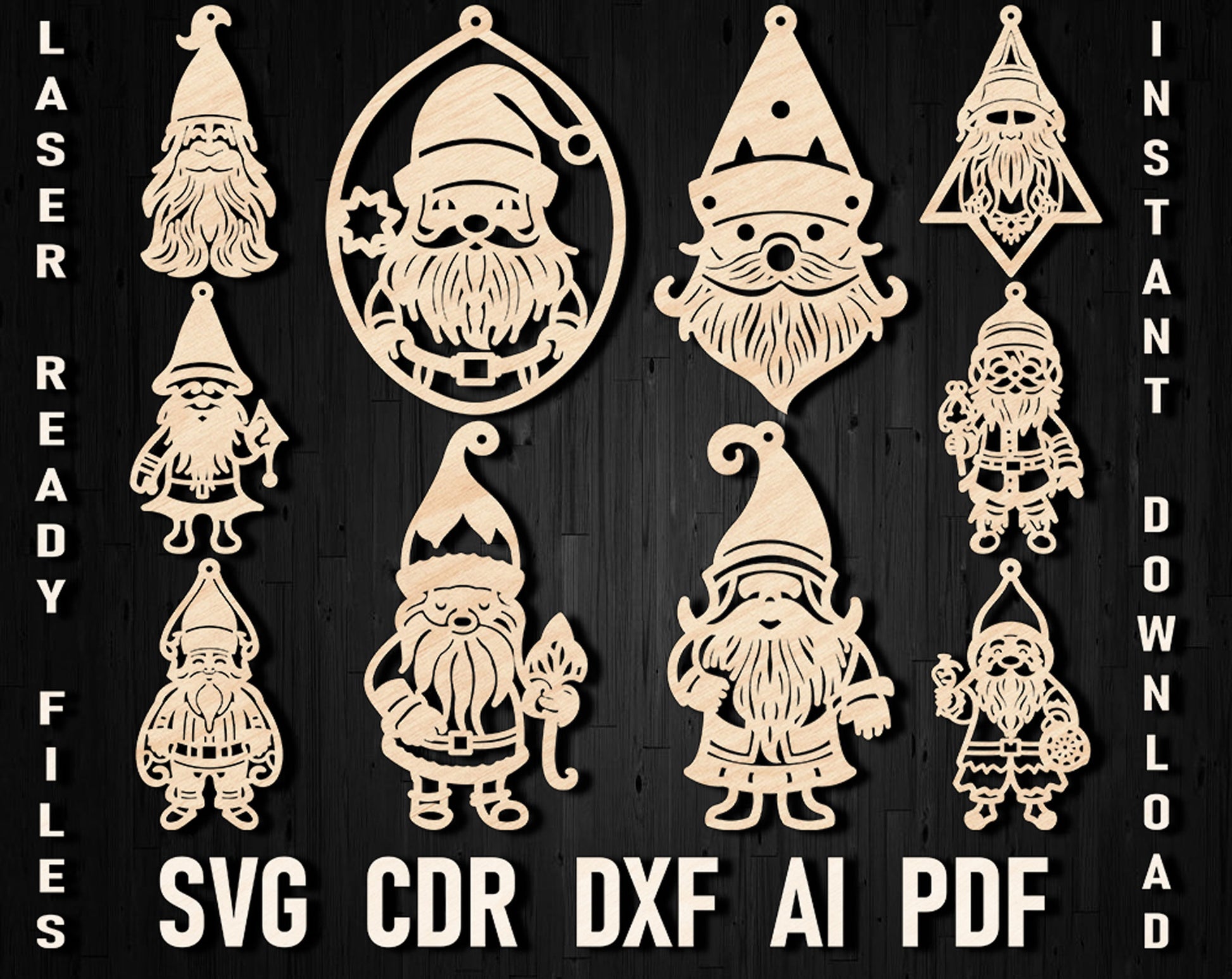 Gnome christmas dxf laser template