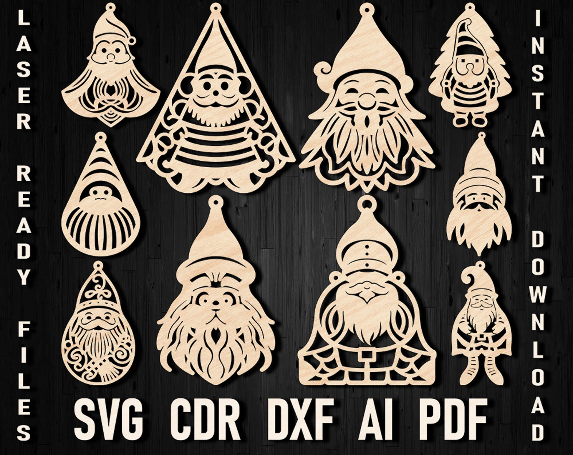 Gnome christmas tree dxf bundle