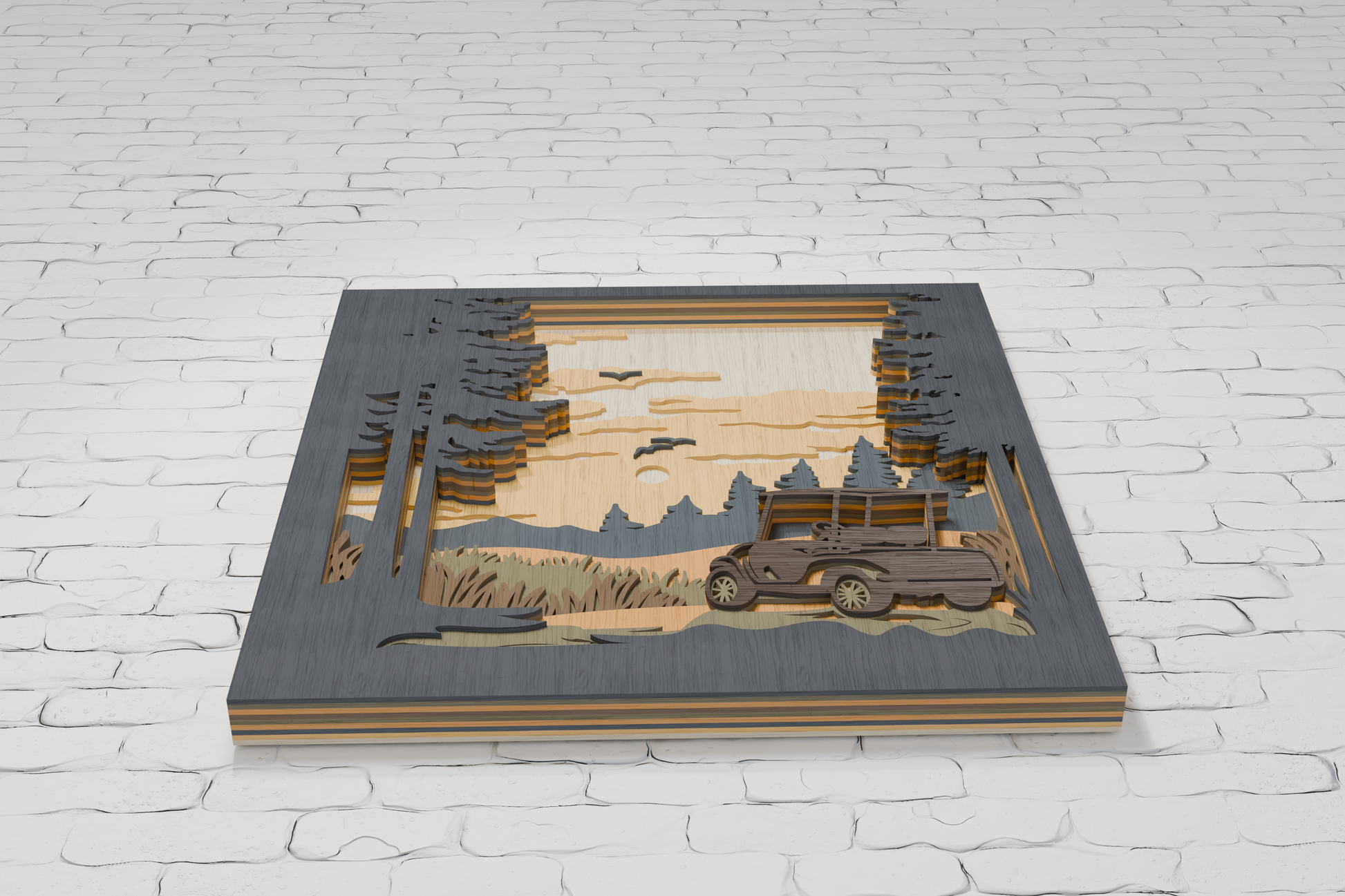 Golf Cart layered SVG for Glowforge xTool Silhouette