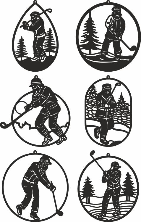 Golf Santa claus laser cut designs