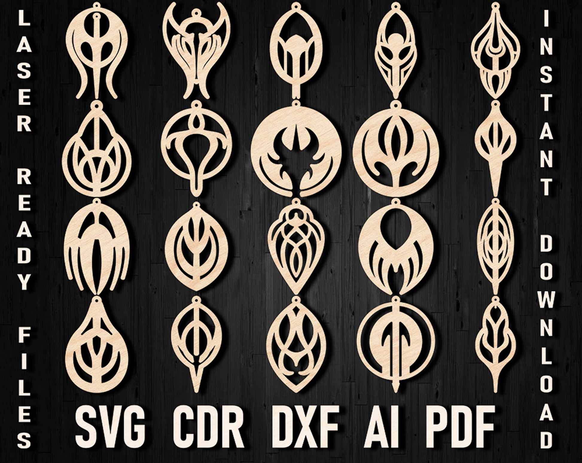 Goth earrings vector dxf bundle