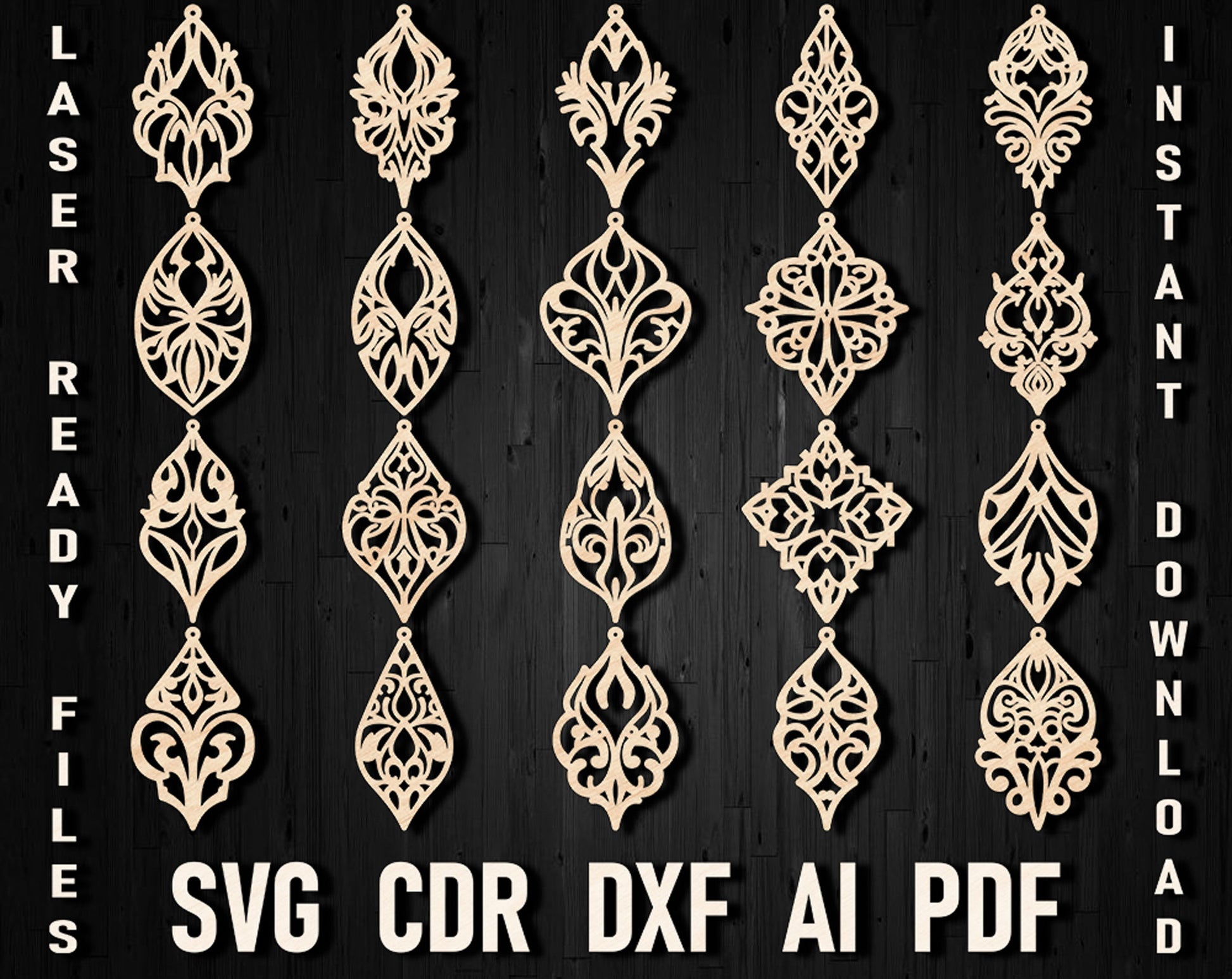 Gothic Glowforge svg earrings