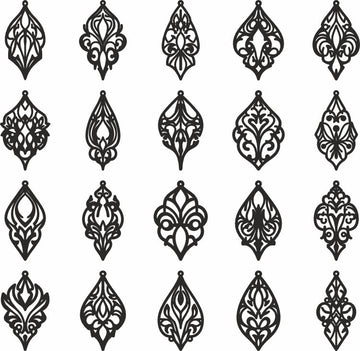 Gothic-Inspired Laser Earring Files: 20 Styles for Glowforge & Xtool – Wooden & Faux Leather SVG/DXF Templates