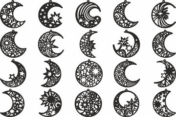 Laser Cut Moon & Star Earrings SVG: Celestial Jewelry Templates for Glowforge – Leather, Wood & Valentine’s Day Gifts