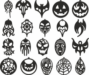 Spooky Halloween Jewelry SVG Files - Laser Cut Leather Earrings for Glowforge & Cricut (SVG/DXF/AI)