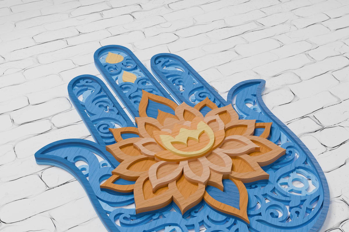 Hamsa Hand Mandala Layered Paper Craft Template

