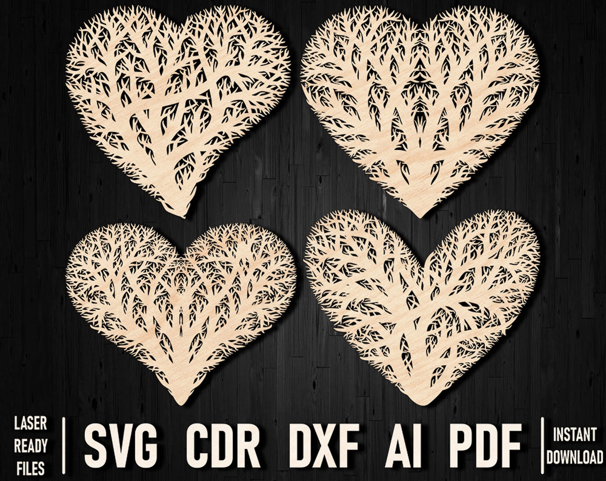 Heart tree laser cut panel