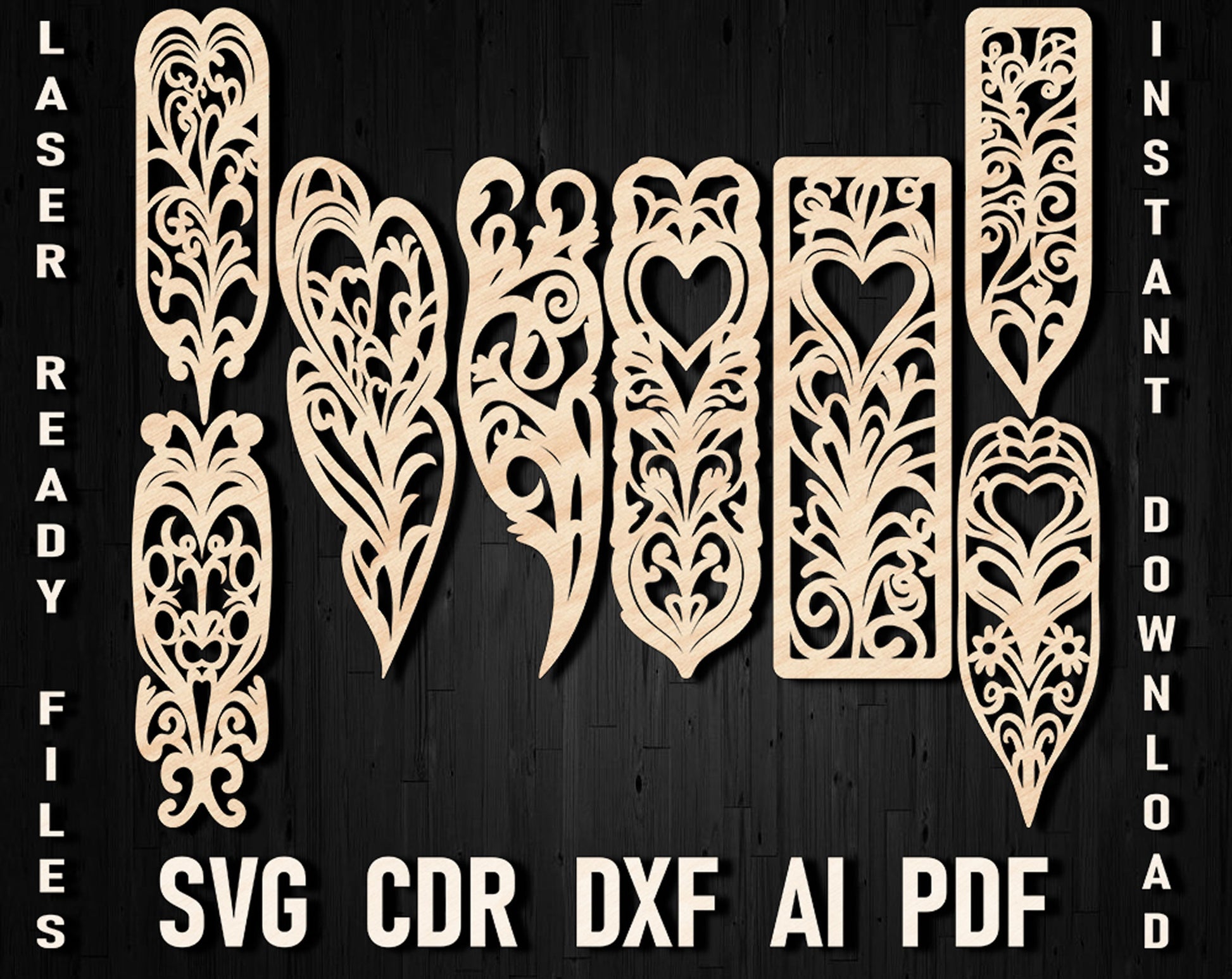 Heart wooden template svg bookmark