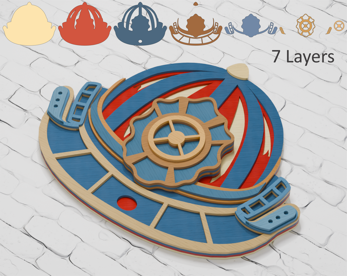 Heroic Firefighter Helmet Layered Design

