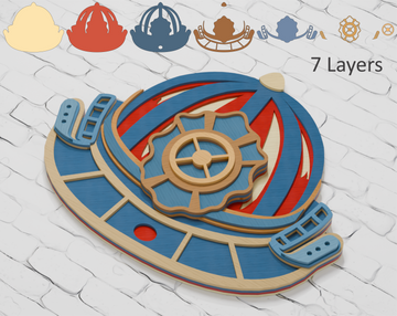 Heroic Firefighter Helmet Layered Design

