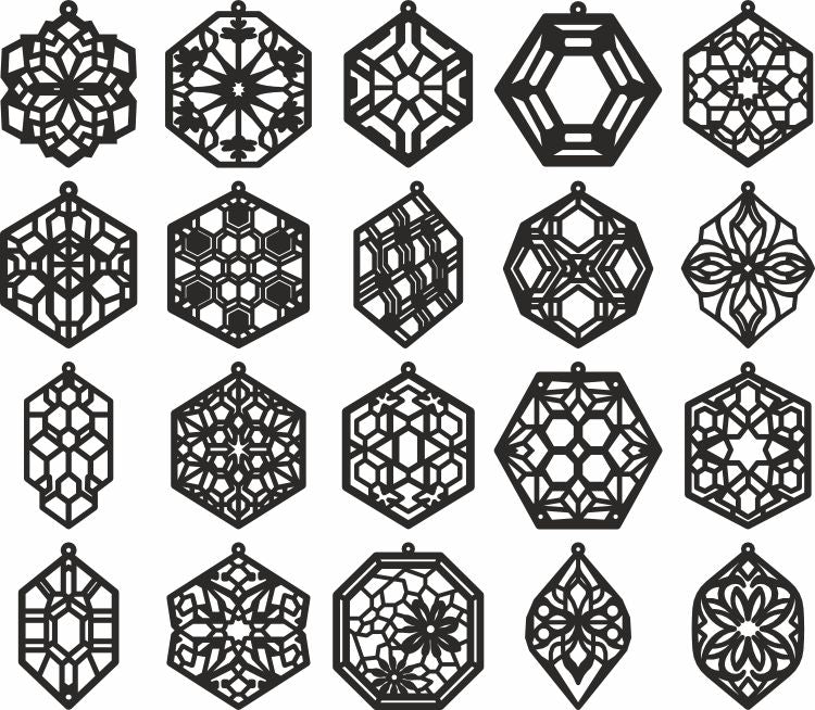 Hexagon vector earrings dxf bundle