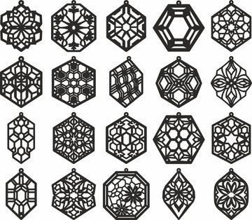 Hexagon Earrings Laser Cut Bundle | Geometric SVG Files for Xtool, Glowforge | Women's Jewelry Craft Templates