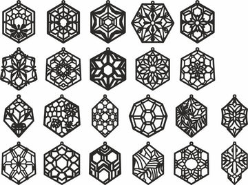 Laser Cut Geometric Earrings SVG Bundle | Hexagon Files for Glowforge, Cricut | DXF, PDF Templates