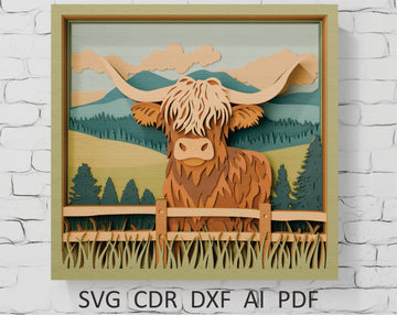Highland-Cow-3D-Layered-SVG-File