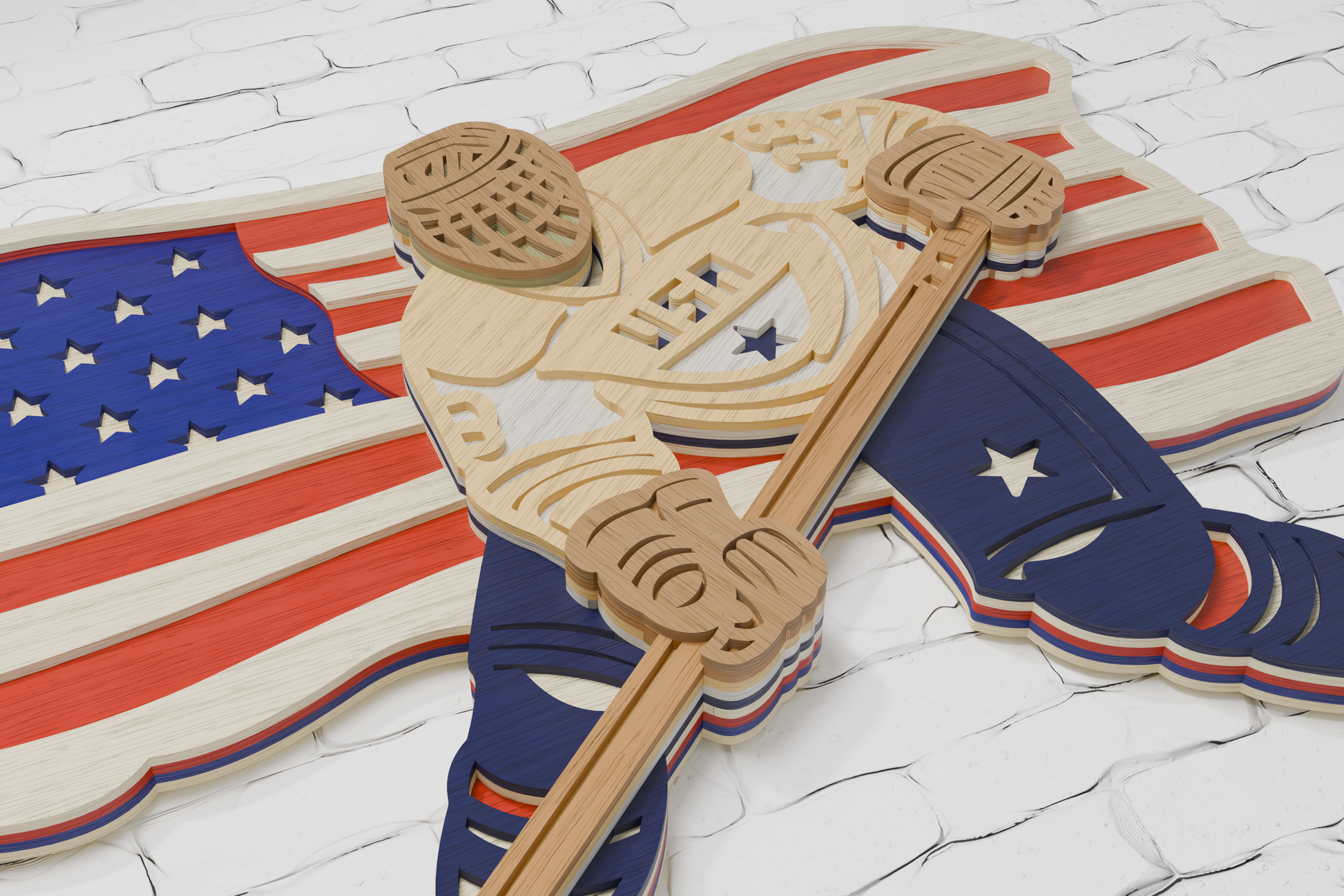 Hockey Player Layered Paper Craft Template

