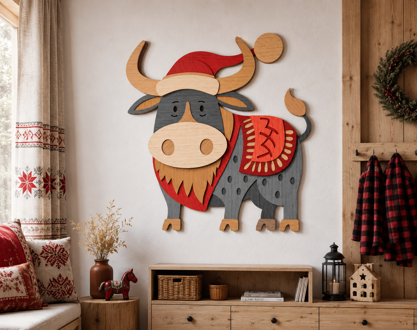 Holiday Bison Multilayer Cut Template

