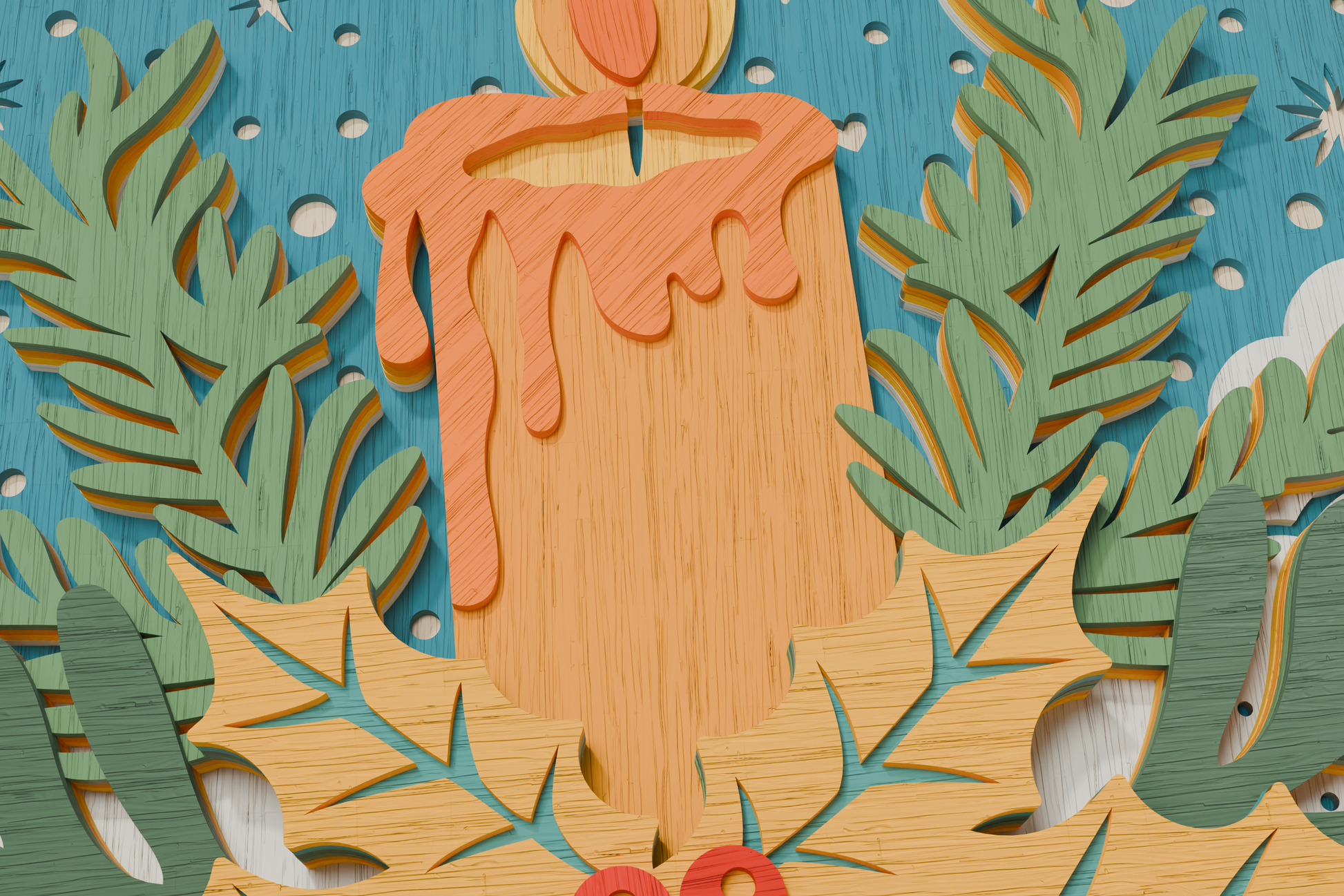 Holiday candle Glowforge ready vector file

