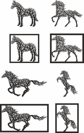 Horse Tree Style Wall Art Svg Panel Files For Laser Cut And Glowforge