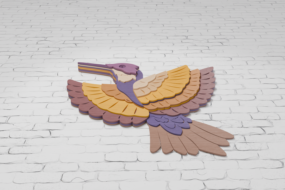 Hummingbird layered SVG for Glowforge xTool Silhouette