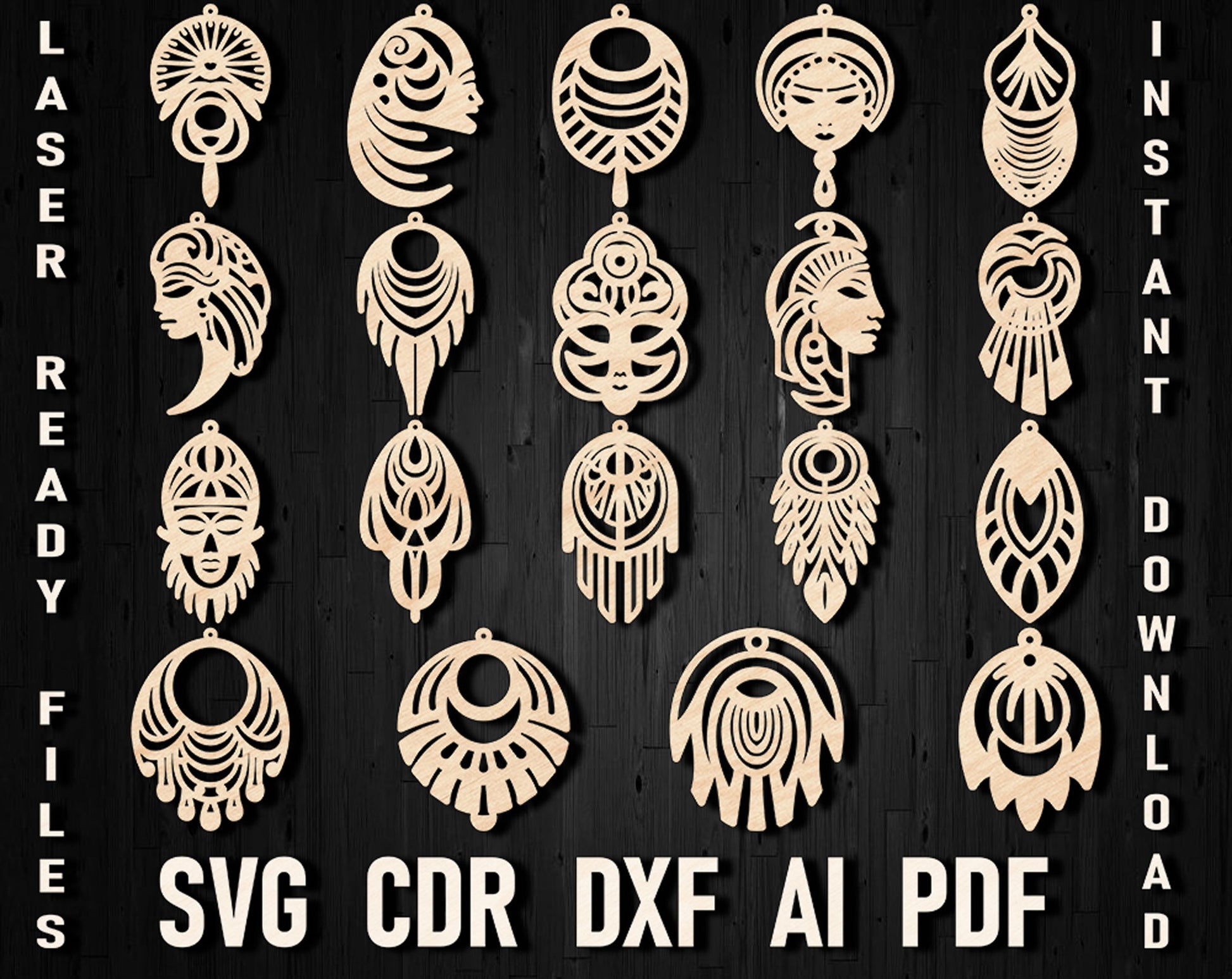 Indian earrings svg laser cutting bundle