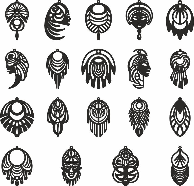 Indian earrings vector laser cut files