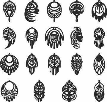 Authentic Indian Earrings SVG Bundle: Laser Cut Wooden & Faux Jewelry Templates – Glowforge, DXF/CDR