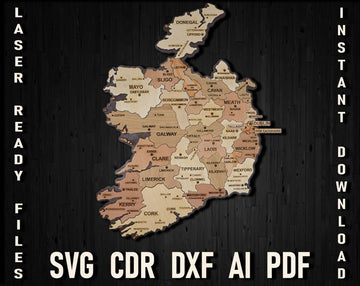 Ireland map laser cutting svg digital download file