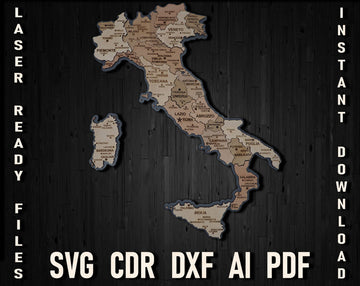 Italy Laser Cutting And Engraiving Svg Map Puzzle